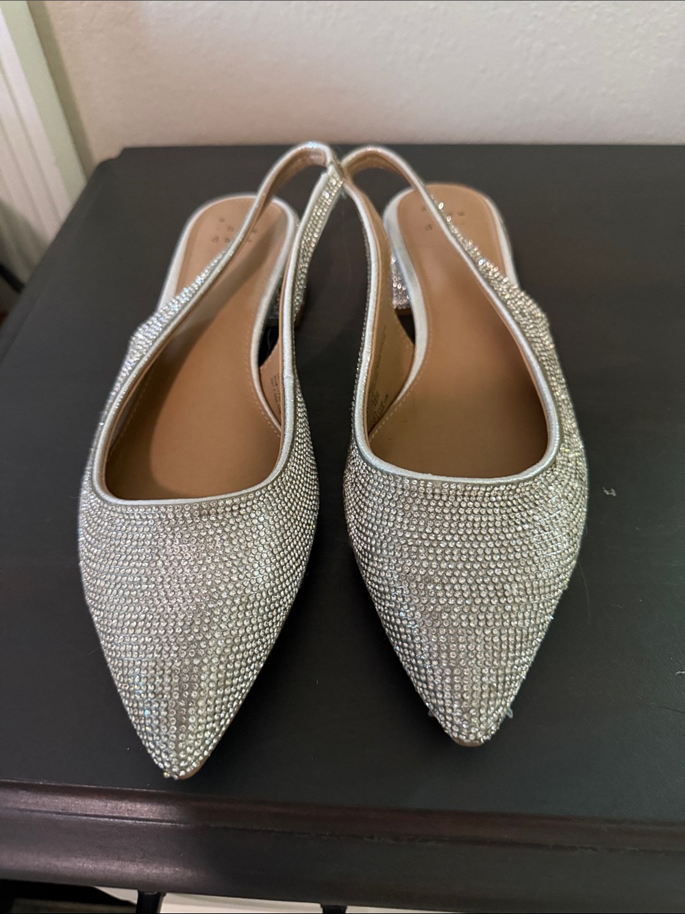 a new day Silver Rhinestone Pointed Toe Slingback Flats